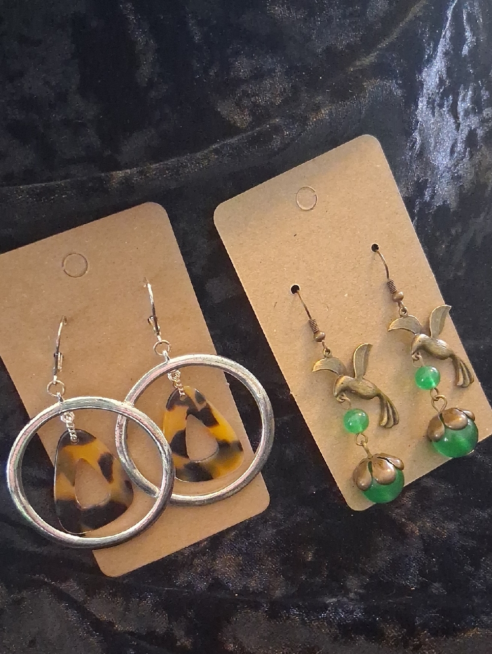 Tortoiseshell Hoop Drop Earrings - Brown & Gold